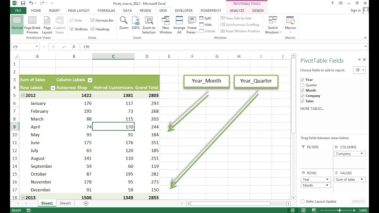 pivot table relationships excel 2013