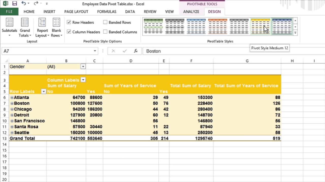 pivot table relationships excel 2013